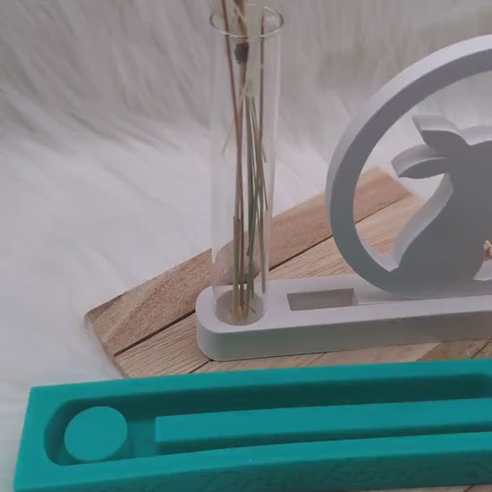 Silikonform Halterung Reagenzglas mit Öffnung für Einschieber / Halterung mit Öffnung für Reagenzglas / Reagenzglas / Raysin / Silikonform