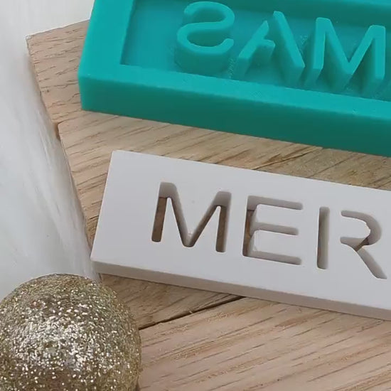 Klötzchen Gießform / MERRY-XMAS / Silikonform für Klötzchen /160x22x8 mm / Silikon Klötzchen Gießform / Gießform Klötzchen