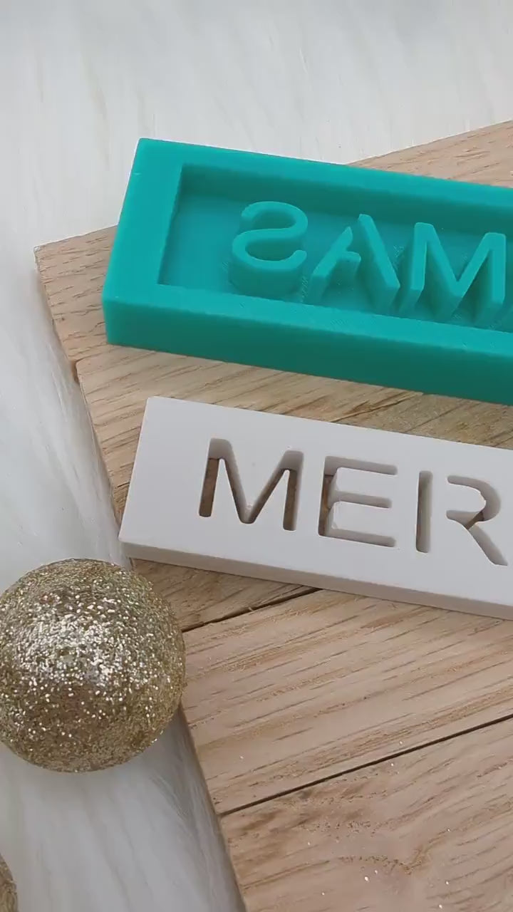 Klötzchen Gießform / MERRY-XMAS / Silikonform für Klötzchen /160x22x8 mm / Silikon Klötzchen Gießform / Gießform Klötzchen