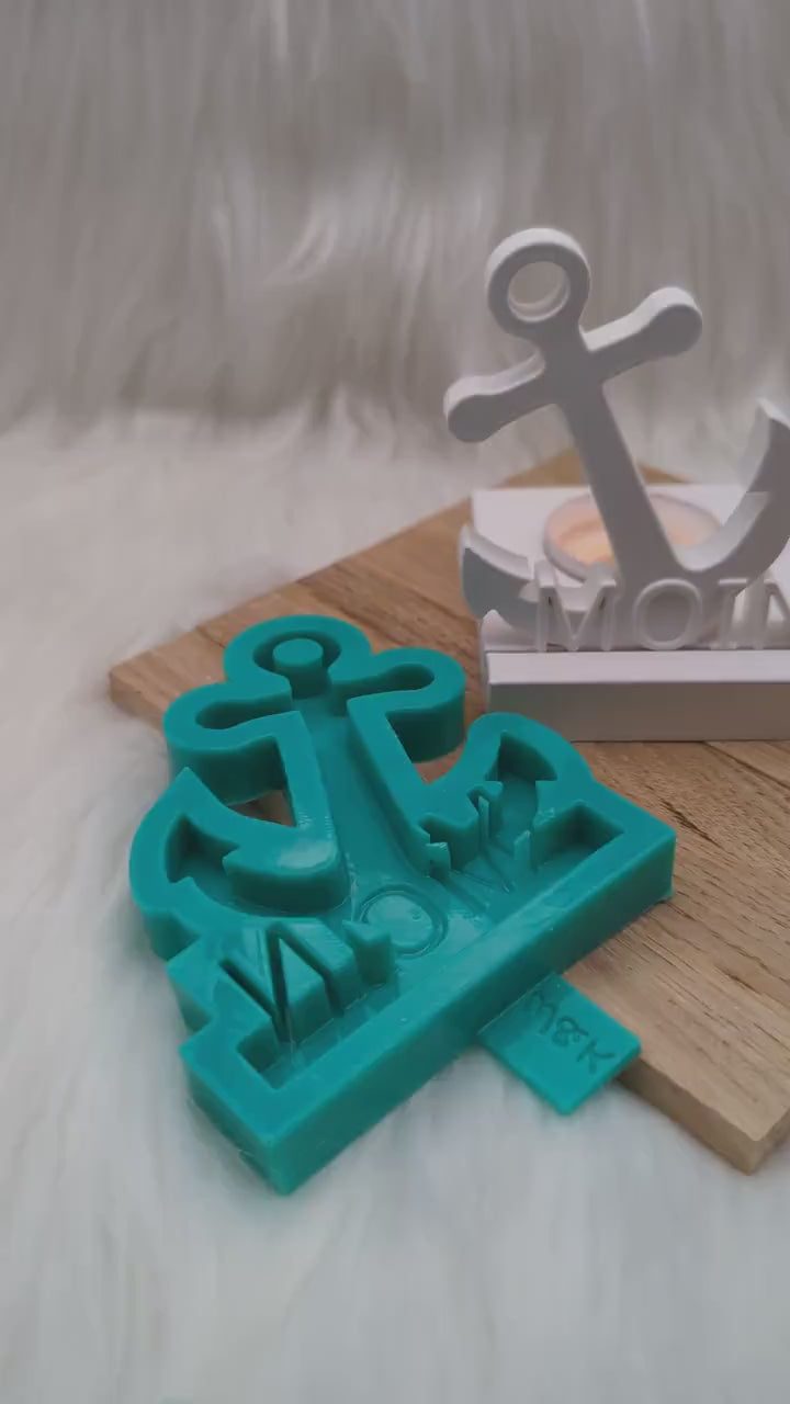 Silikonform Anker mit Moin Schriftzug für Einschieber  / Maritim / Teelichthalter / Einschieber / Raysin / Silikonform
