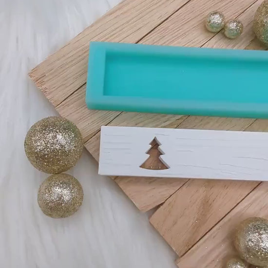 Klötzchen Gießform / Tannenbaum / Silikonform für Klötzchen / 160x22x8 mm / Silikon Klötzchen Gießform/Gießform Klötzchen mit Holzmaserung