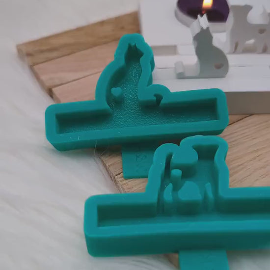 Silikonform Set Hund und Katze für Einschieber / Hund / Katze / Bodenplatte Lichthaus / Teelichthalter / Einschieber / Silikonform