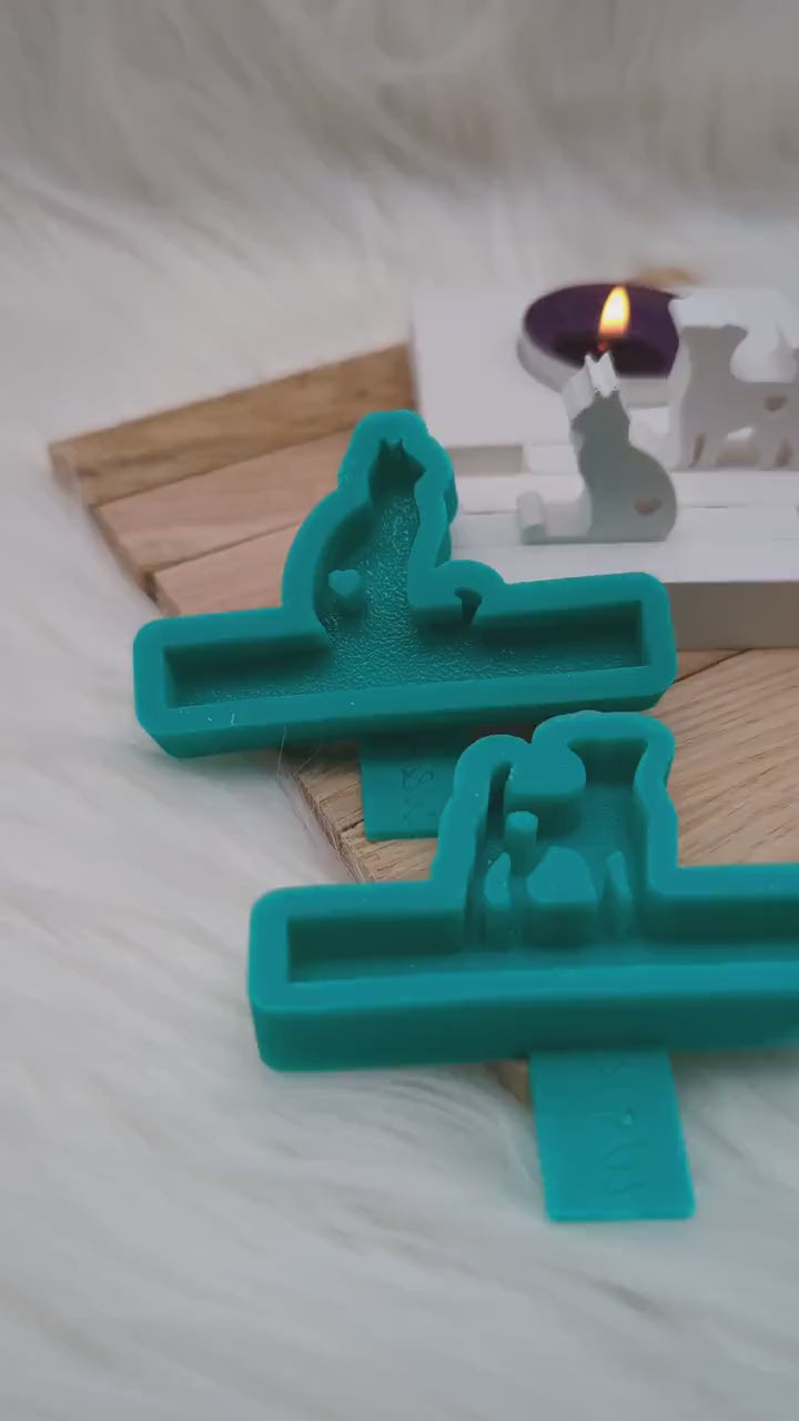 Silikonform Set Hund und Katze für Einschieber / Hund / Katze / Bodenplatte Lichthaus / Teelichthalter / Einschieber / Silikonform