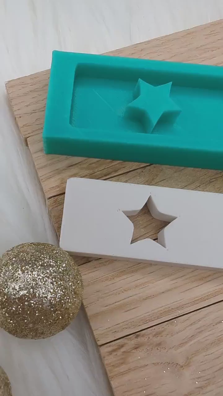 Klötzchen Gießform / 3 Sterne / Silikonform für Klötzchen /160x22x8 mm / Silikon Klötzchen Gießform / Gießform Klötzchen