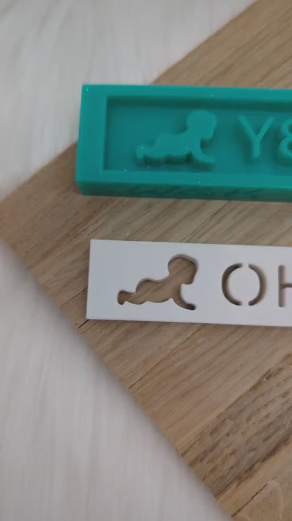 Klötzchen Gießform / OH BABY / Silikonform für Klötzchen / 160x22x8 mm /Silikon Klötzchen Gießform/Gießform Klötzchen