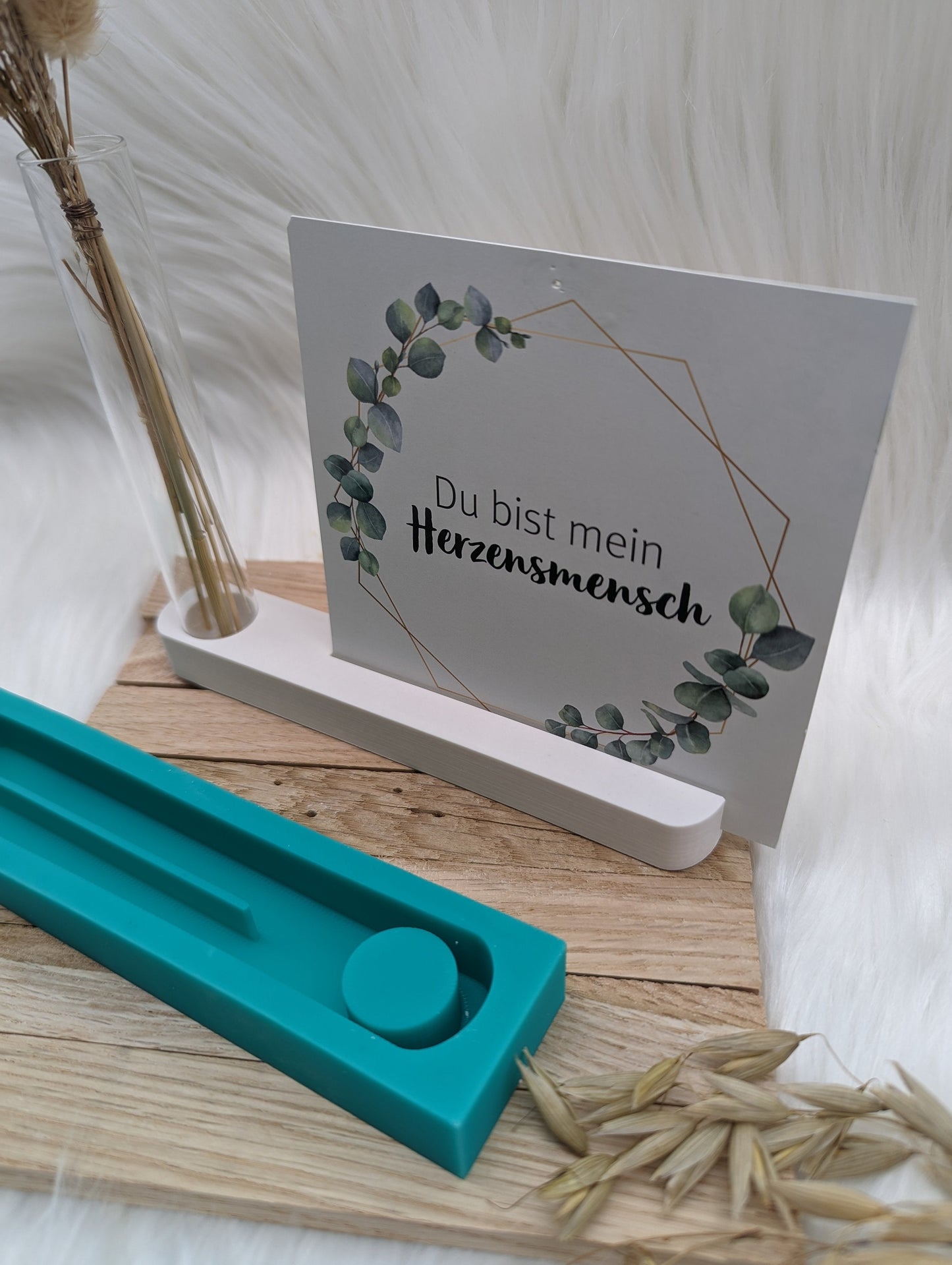 Silikonform für Fotoleiste / Kartenhalter mit Öffnung für Reagenzglas / Reagenzglas / Stabkerze / Raysin / Silikonform