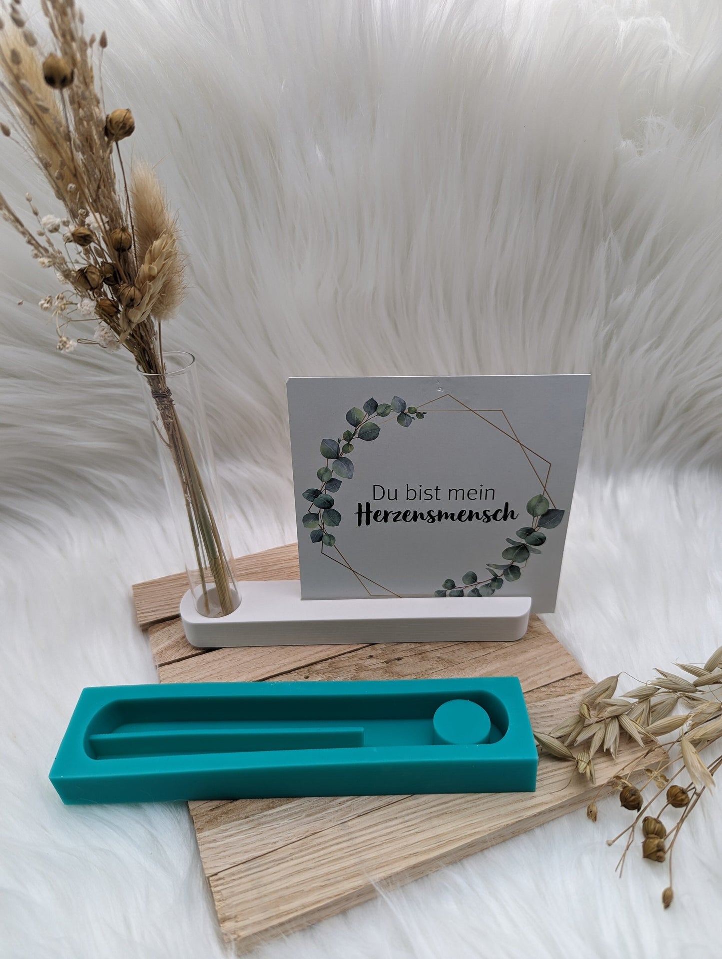 Silikonform für Fotoleiste / Kartenhalter mit Öffnung für Reagenzglas / Reagenzglas / Stabkerze / Raysin / Silikonform